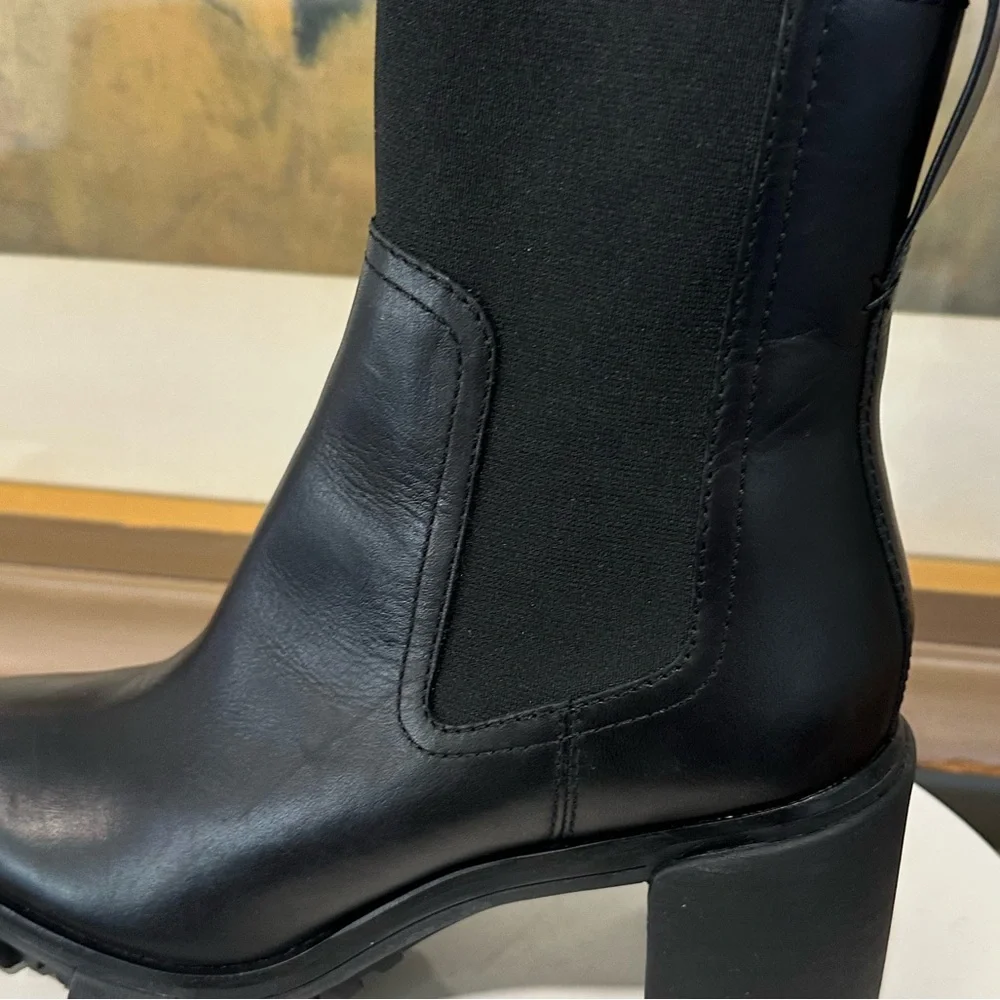 🌹RAG & BONE🌹 Shiloh Mid Leather Chelsea Boot In Black Size: 41 - Picture 8 of 16
